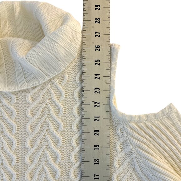Cold Shoulder Creme Cable Knit Cowl Neck Wms Sz 20 XXL - Picture 6 of 9